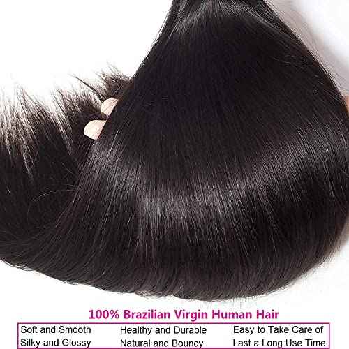 12A Human Hair Bundles 16 18 20 Inch Straight Human Hair 100% Unprocessed Brazilian Virgin Weave Hair 3 Bundles Deals
