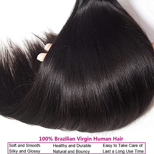 10A Straight Human Hair 1 Bundles 32 Inch 100% Unprocessed Brazilian Virgin Straight Weave Single Bundles Human Hair