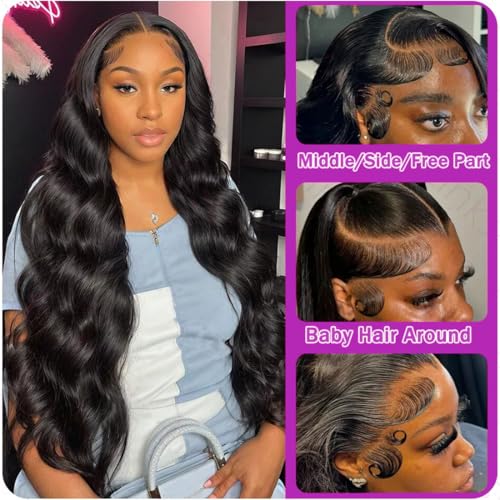 Body Wave Lace Front Wigs Human Hair 200% Density Glueless HD Transparent 13¡¿4 Lace Frontal Wigs Human Hair Brazilian Virgin Wig for Black Women Pre Plucked