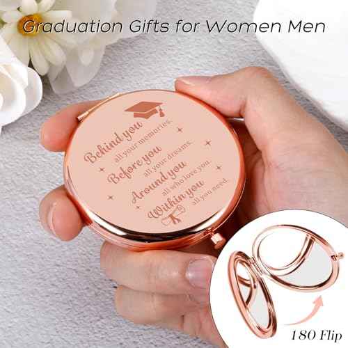 Graduation Gifts for Her, Travel Compact Mirror, Inspirational Gifts for Women Daughter Best Friend Sister Graduation Party Decorations for Graduates College, Class of 2025 Graduation Mirror