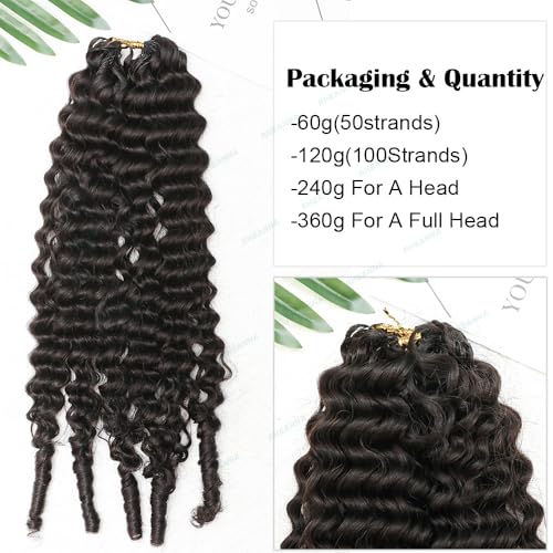 Feather Crochet Human Hair With Tight Curly Ends Invisible Knots Deep Curly Crochet Human Hair Extensions Knotless Pre-Separated 16inch 60g