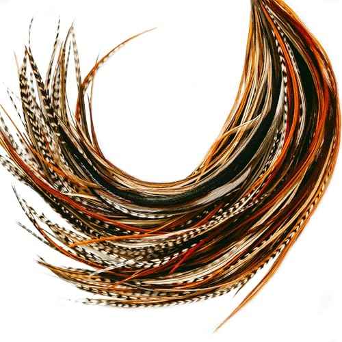 21 Natural Color Hair Extensions ? 9¡±?14¡± Long ? DIY Rooster Kit with 20 Micro-Link Beads ? 100% Real Feathers ? Eye-Catching Boho Style