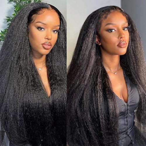 13x6 Kinky Straight Closures Ear To Ear Free Part Brazilian Remy Virgin Human Hair with Baby Hair Invisible Knots Natural Color 14INCH