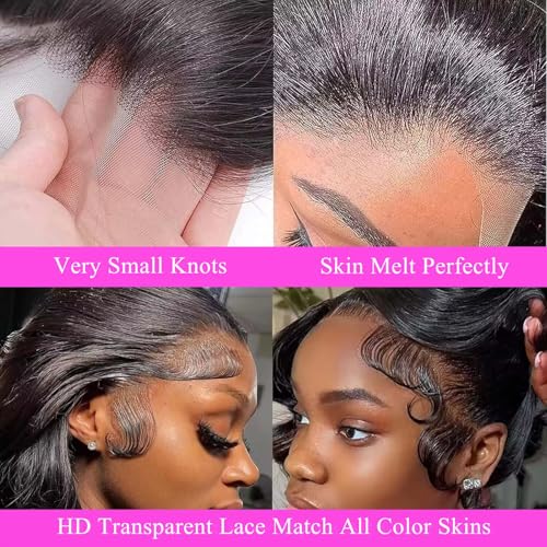 200 Density Body Wave Lace Front Wigs Human Hair Pre Plucked Pre Bleached Knots 13x4 HD Lace Frontal Wigs Human Hair Real Human Hair Wig 22 Inch