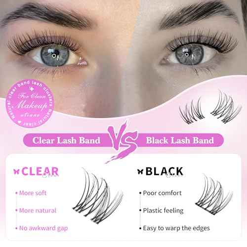 Natural Lash Clusters Venus Wispy Cluster Eyelash Extensions Invisible Thin Band Eyelash Cluster 8-16mm DIY Lash Extensions with Clear Band Individual Lashes Clusters Natural Look by WTVANE