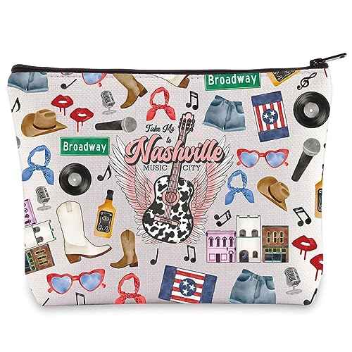 BWWKTOP Nashville Travel Makeup Bag Nashville Souvenirs Gifts Take Me To Nashville Zipper Pouch Bag Nashville Trip Gift (Take Me Nashville)