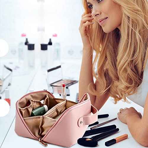 Large Capacity Cosmetic Bag, Travel Cosmetic Storage Bag with Handle, Portable Zipper Cosmetic Bag Toiletry Bag Makeup Bag Large with Compartments for Women Girls
