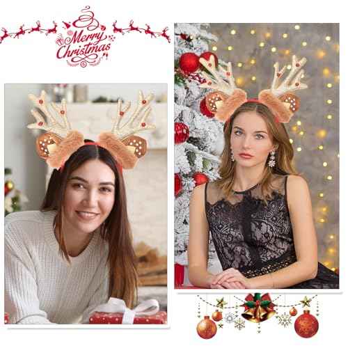Macute Christmas Antlers Headband Deer Ears Headbands Party Cosplay Sequins Antlers Hair Band Christmas Hair Accessories