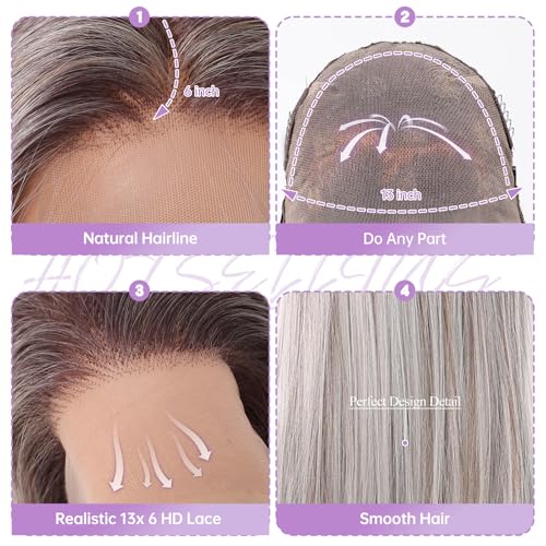 testar Platinum Blonde Wig Lace Front Wigs for White Women 13X6 HD Lace Straight Platinum Wigs 28IN Long Hair Wig Lace Wigs for Women Daily Use