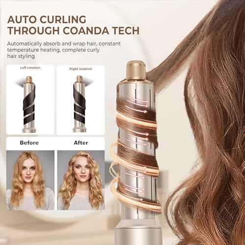 Ukliss 8 in 1 Hair Dryer Brush & Multi Hot Air Styler?Foldable 110,000 RPM Blow Dryer Brush Tool Set with Diffuser Auto-Wrap Curler for Fast Drying Curling Straightening Hair Daily Styling (1.25'')