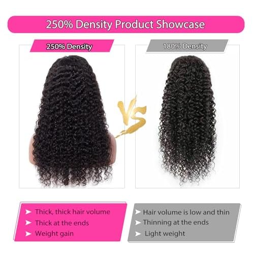 250 Density Deep Wave Lace Front Wigs Human Hair Curly Wig Wet and Wavy Lace Front Wigs Pre Plucked Frontal Wigs 22 Inch 100% Real Human Hair No Synthetic No Tangle No Shedding Triple Lifespan 3X