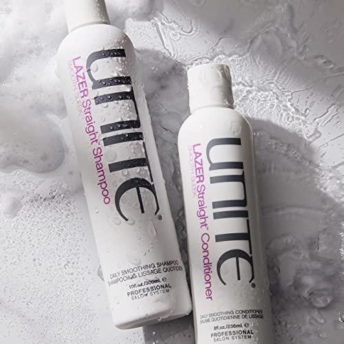 UNITE Hair - LAZER Straight Shampoo ? Sulfate-Free Shampoo for Thick, Coarse & Unruly Hair ? Cleanses, Tames Frizz, Softens, and Adds Shine ? Paraben-Free, Color-Safe, Vegan Formula, 33 Fl Oz