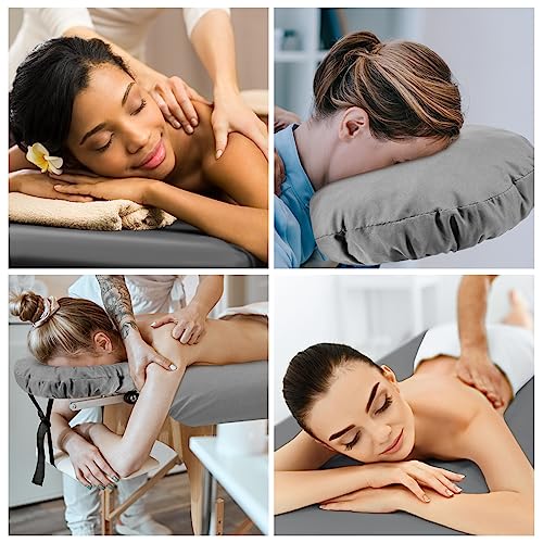 Preboun 6 Set Microfiber Massage Table Sheet Set 3 Piece Spa Bed Sheets Set Grey Massage Table Cover Includes Flat Sheet, Fitted Sheet and Face Rest Cover