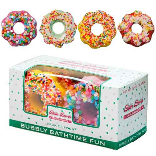 Donut Bath Bomb Gift Set (4 Piece) - Moisturizing, Fun Shaped Bath Bombs | Gift for Birthdays, Valentine's, Easter, Christmas, Mother's Day and More
