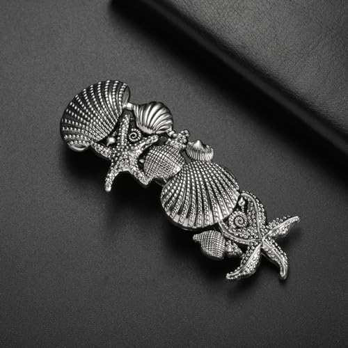 KKJOY Vintage Seashell Hair Clips Starfish Barrettes Hand Crafted Spring Clip Metal Hair Pin Headpieces Wedding Bridal Hair Accessories for Women Girls