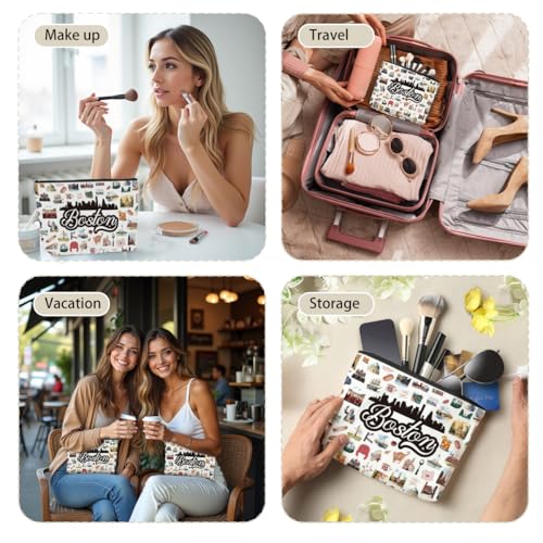 Bostons Themed Makeup Bag - Bostons Souvenirs Gift for Women, Best Friend, Sister - Travel Friendly Cosmetic Bag, Birthday Christmas Gifts