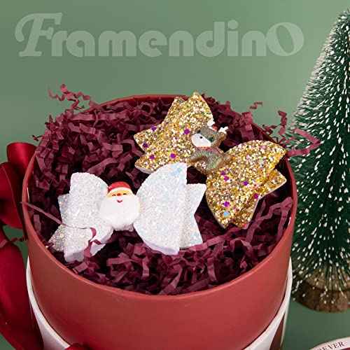Framendino, 8 Pack Christmas Hair Clip Tree Hat Santa Snowflake Bows Accessories for Women