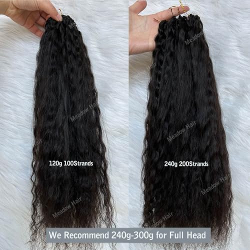 Knotless Crochet Human Hair Braids Extensions Pre Separated Wet and Wavy Brazilian Virgin Human Hair Braiding Bundles With Threading for Black Women Micro Link Meadow Hair 16inch 60g