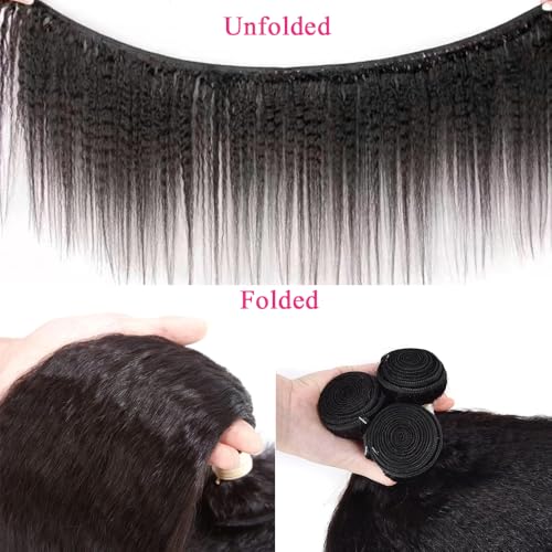Yaki straight Human Hair Bundles Kinky Straight Bundles Human Hair 16 18 20 inch 100% Unprocessed Brazilian Virgin Hair Kinky Straight Hair Sew in