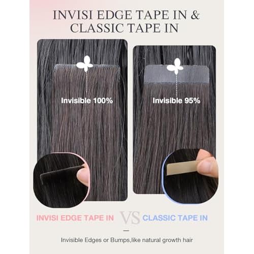 DOORES Invisi Edge Tape-in Hair Extensions, Chocolate Brown to Honey Blonde, 10 Injection Tape-ins, 50g, 14 Inch, Straight
