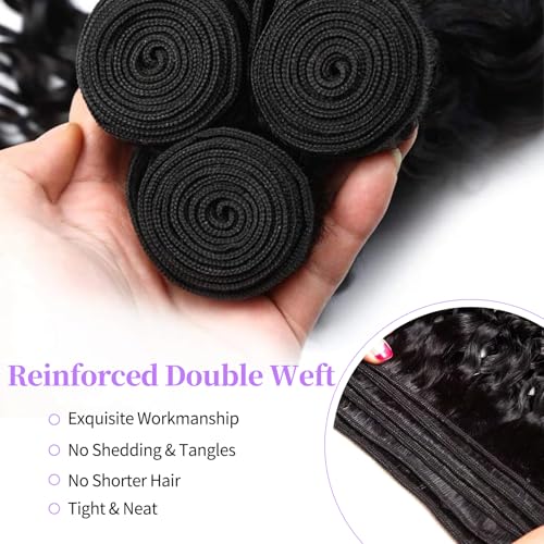 Curly Bundles Human Hair Kinky Curly Human Hair Bundles 100% Unprocessed Brazilian Virgin Hair Quick Weave Bundles Extensions for Women Natural Black 14 16 18 Inch