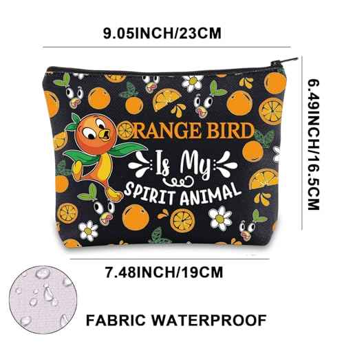 JNIAP Sunshine Bird Cosmetic Makeup Bag Birds Lover Gifts Sunshine Bird Zipper Pouch (Orange animal bl mb)