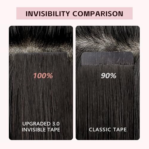 3rd-Generation Pro3.0 Invisible Tape in Hair Extensions Human Hair #2/6/18 Dark Brown to Dirty Blonde 20pcs 40g 18inch Insert Hand-Tied Remy Invisi Edge Tape ins Extensions£¨#2/6/18-18inch£©