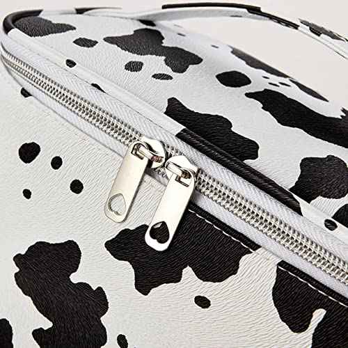 KITENROM Makeup Bag Portable Travel Cosmetic Bag with Brush Holder£¬Waterproof Make Up Bag For Women with Handle Print Cow