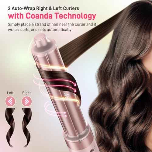 Dual Voltage Hot Air Styler Wrap - 5 in 1 Hair Dryer Brush with Fast Drying Blow Dryer, Styling, Straightening & Volumizing with Travel Bag (100V?240V)