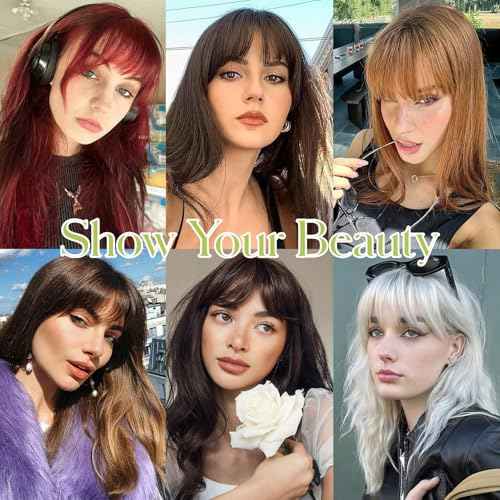 Bangs Hair Clip in Bangs, French Light Blonde Mix Bleach Blonde Fake Bangs Hair Clip on Bangs for Women Fringe with Temples Hairpieces Faux Bangs for Daily Wear