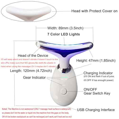 Face Neck Massager with 7-Color Light Modes for Face Sculpting Skin Care,Tightening,Smoothness - Red LED Light Therapy Device Tool for Women at Home