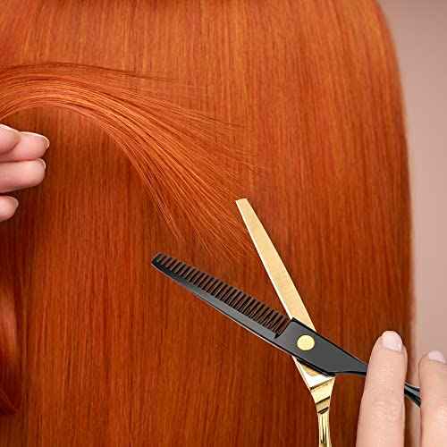 Professional Black Gold Hairdressing Scissors Stainless Steel Barber Hair Cutting Sets Salon Multifunctional Straight Shears Teeth Scissors Thinning Shears Tools for Mother Father's Gift