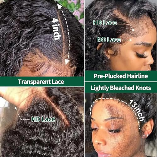 Deep Wave Lace Front Wigs Human Hair 220% Density 20 Inches HD Deep Wave Wig Human Hair Lace Front Wigs Deep Curly Human Hair Wig For Women 13x4 Deep Wave Frontal Wig Pre Plucked