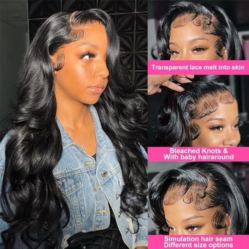 Lemoda Outlet Deals 13x4 Body Wave Lace Front Wigs Human Hair 180% Density 13x4 HD Transparent Lace Frontal Wig Pre Plucked 14A Brazilian Virgin Human Hair Wigs for Women 20 Inch