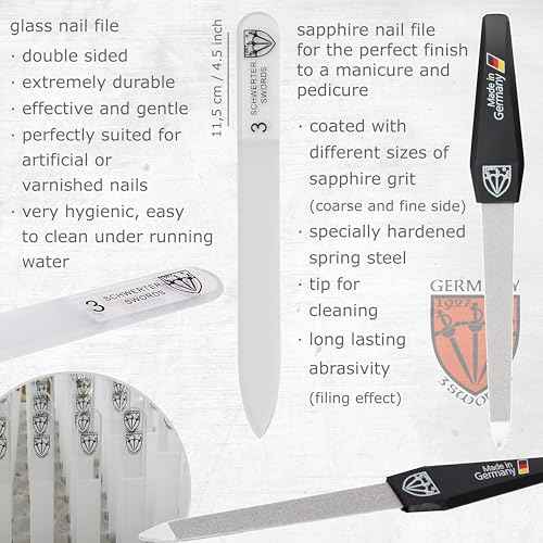 3 Swords Germany - brand quality 8 piece manicure pedicure grooming kit set synthetic leather case ostrich cognac - Made in Germany