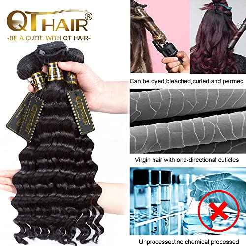 QTHAIR 16a Brazilian Loose Deep Wave Human Hair Wigs Bundles for All Women 10" 12" 14" Loose Deep Wave Human Hair Bundles Virgin Hair Extensions Loose Deep Curly Hair