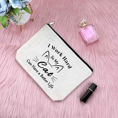Sfodiary Cat Lovers Gift for Women Makeup Bag Cat Mom Gift Animals Lovers Gift for Friend Sister Cosmetic Bag Funny Birthday Gift for Pet Owner Graduation Christmas Gift for Her Travel Cosmetic Pouch