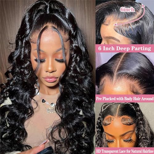 Luminary 13x6 Lace Front Wigs Human Hair Pre Plucked Body Wave Lace Front Wigs Human Hair 180% Density Body Wave HD Transparent Frontal Wigs Human Hair Lace Front Wigs for Women 20 Inch