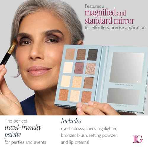 LAURA GELLER NEW YORK RSVP-Ready Big Night Out Full Face Travel Makeup Palette - All-in-One Set includes Eyeshadows, Eye Liners, Blush, Bronzer, Highlighter, Setting Powder, and Lip Creams