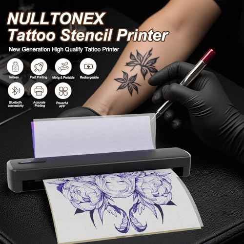 Tattoo Stencil Portable Thermal Printer: Wireless Bluetooth Transfer Machine Supports 8.5 x 11 Letter A4 A5 Sizes - Perfect for Tattooist Business Trip Travel Home Office - Laptop Smartphone and PC