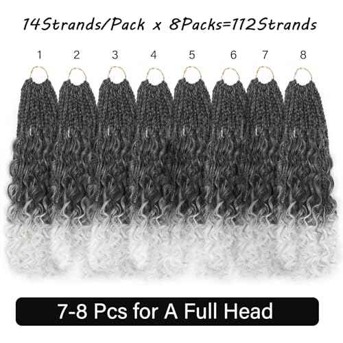 Goddess Box Braids Crochet Hair 14inch 112 Stands Boho Crochet Box Braids with Curly Ends 8 Packs Boho Box Braids Crochet Hair for Black Women Pre Looped Boho Box Braids Crochet Hair Extensions