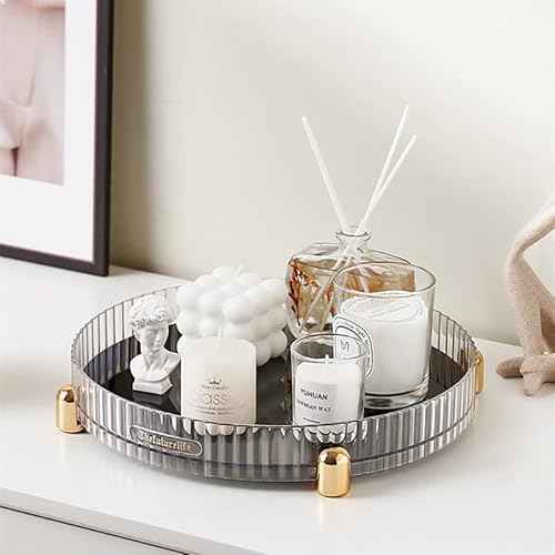 Makeup Perfume Organizer, 360¡Æ Rotating Skincare Organizer, Vanity Tray, Spinning Cosmetics Organizer for Dresser, Vanity, Bathroom Countertop, Clear