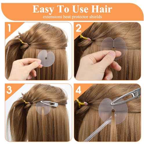 50 Pcs Heat Shield Guards, Round Hair Extension Protective Cover, Single Hole Hair Extension Tool for Easy Operation, White Fusion Glue Protector, Heat Shield Guards for Hair-Extensions Bonding