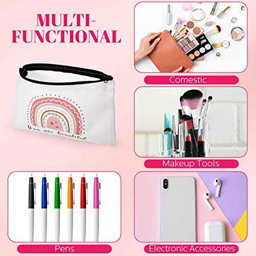 Ganeen 24 Pcs Christmas Inspirational Cosmetic Bags for Women Small Makeup Bag Makeup Pouch with Zipper Motivational Quotes for Women Coin Purse Girlfriends Coworkers Friends Gift(Motivational)