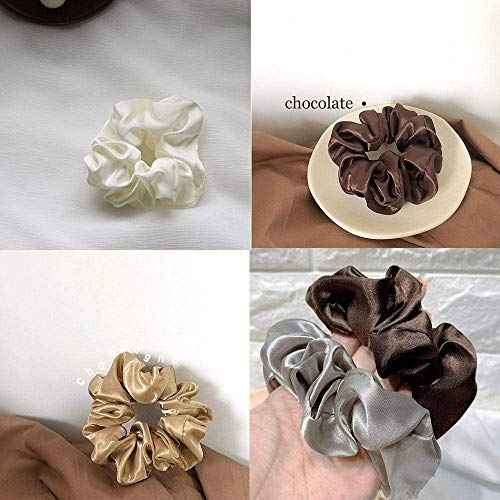 6 Pieces Satin Silk Scrunchies for hair, Big Hair Scrunchies Satin Hair Ties Ponytail Holder No Hurt Your Hair Wedding Bridal Silk Hair Ties