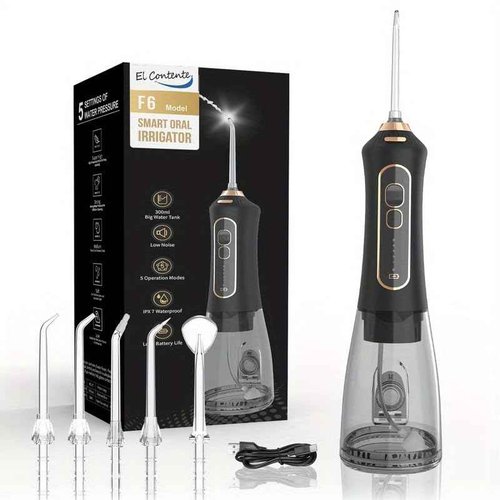 Home irrigator, Equipped with 5 Oral Care nozzles for Water flossers, irrigator, 5 rinsing Modes, Black and Electric flossers, Gifts for Family and Friends