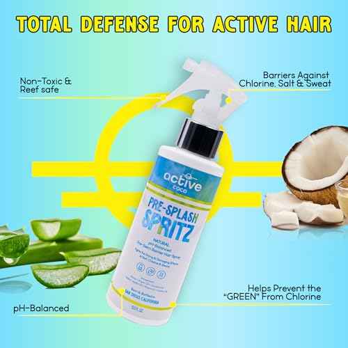 Pre Swim Hair Protection Spray - Beach Essentials - Salt Water, Heat Damage & Chlorine Hair Protection with Coconut Oil, Jojoba, Aloe Vera & Vitamin E - pH Balanced, Made in USA
