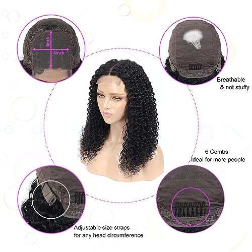 Forevermore Curly Bob Wigs Human Hair 4X4 Closure For Women Glueless 22 Inch Water Wave Wet and Wavy Lace Front Wigs Curly Human Hair Wigs 150% Density Natural Color Clearance