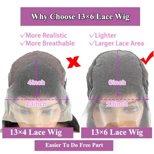 24 Inch 13x6 Lace Front Wigs Human Hair 200 Density Deep Wave Lace Front Wigs Human Hair 13x6 Deep Wave HD Frontal Wigs for Women Pre Plucked (13x6 Deep Wig, 24 Inch)