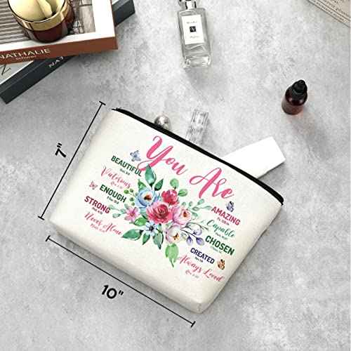 Decohim Inspirational Christian Gifts for Women Makeup Bag Cosmetic Bag Inspiration Religious Gifts Idea for Women Mom Aunt Nurse Best Friend BFF Coworker Sister Birthday Friendship Christmas